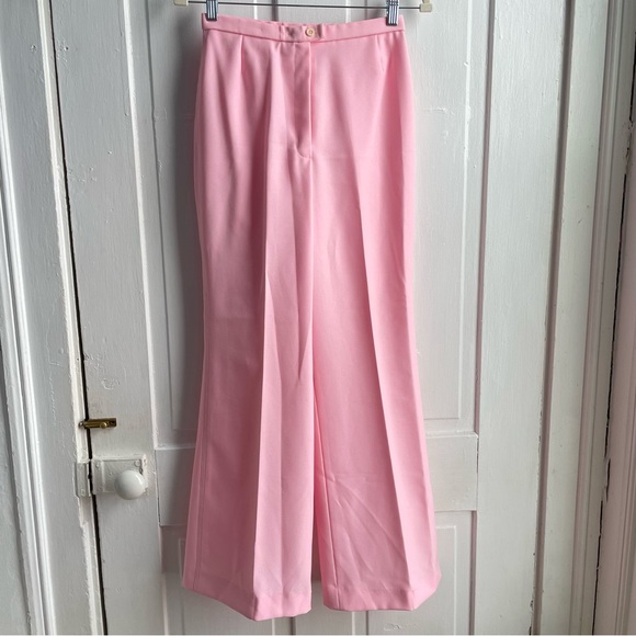 Vintage 70s Bubblegum Pink Dagger Collar Leisure Suit, 4-Pocket Jacket - Picture 8 of 11